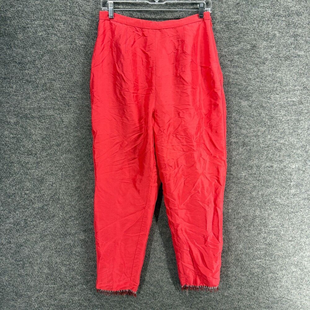 S.L.B. Pants Women 10P Petite Pink High Rise Flat Front Chino Silk Lined Zipper